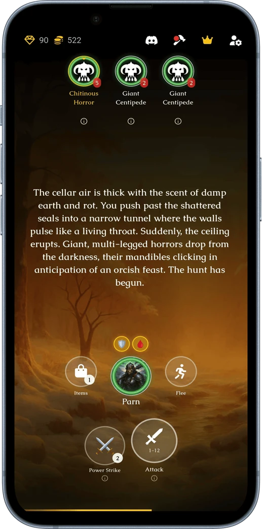 Master of Dungeon battle screen